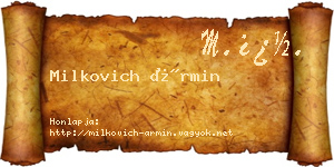 Milkovich Ármin névjegykártya